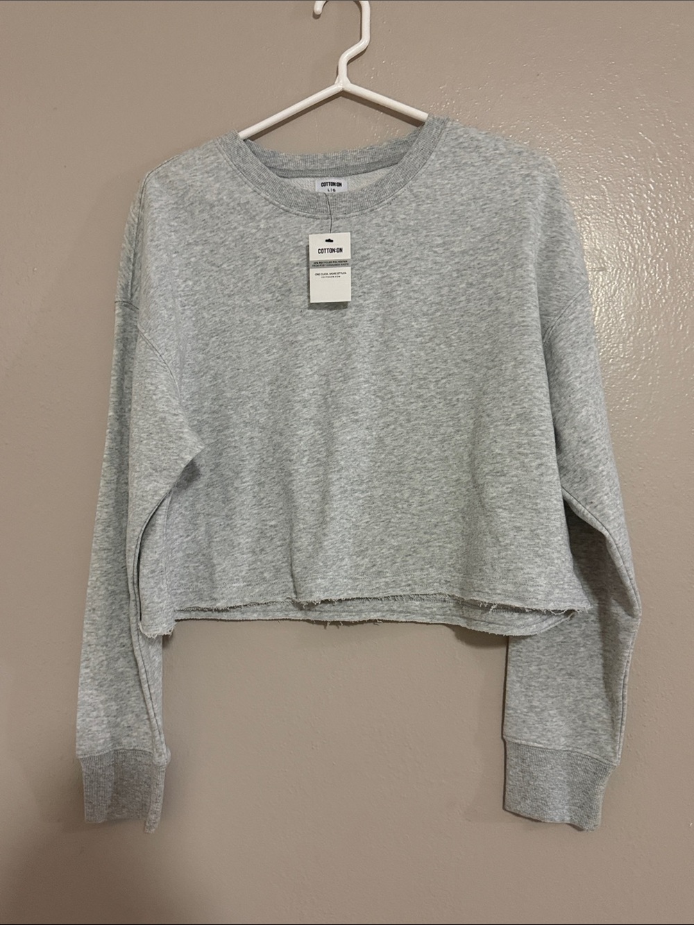 Cotton On Light Gray Cropped Crewneck Sweatshirt